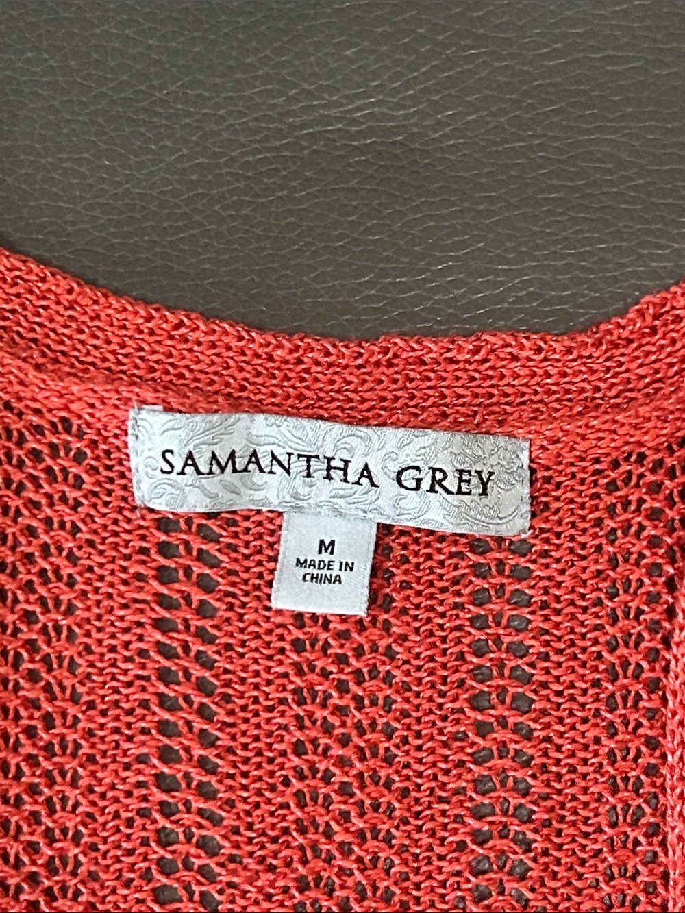 Samantha Grey Coral Open-Front Studded Knit Cardigan Sz M - Picture 3 of 7